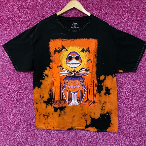 The Nightmare Before Christmas Jack Skellington Pumpkin Dip Dye T-Shirt Large - Picture 1 of 4